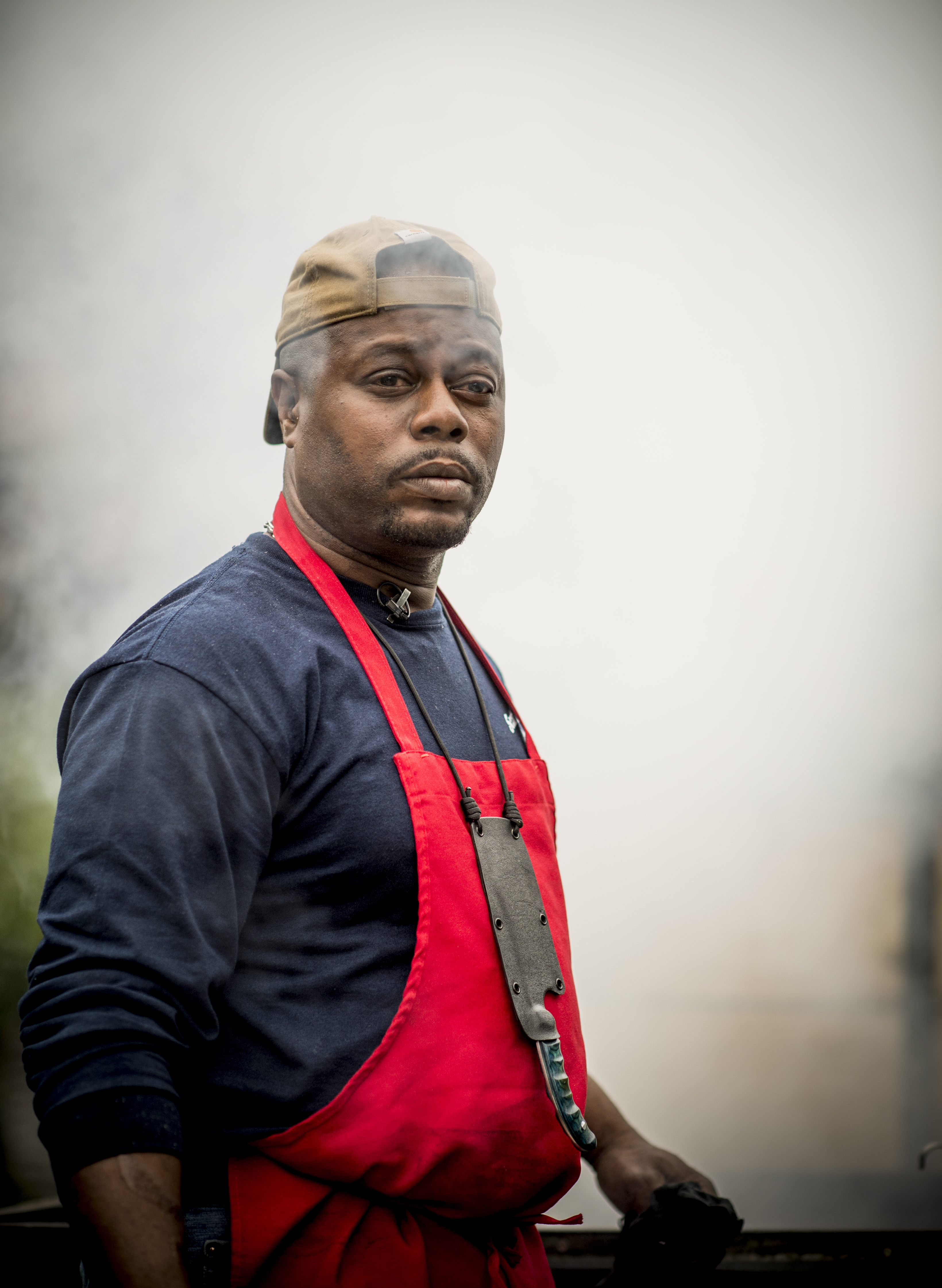 Barbecue master Rodney Scott minds the pit
