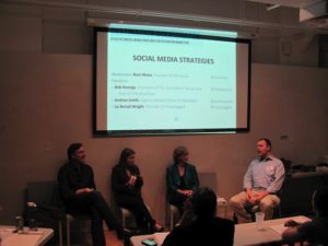 Ronni Weiss (r) leads the social panel.